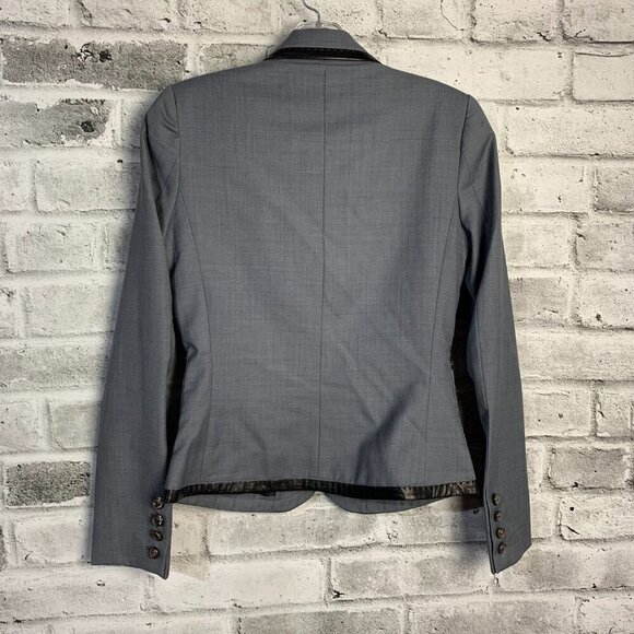 Tart Collections Wool Blend Lamb Leather Trim Fitted Blazer Jacket New - Picture 5 of 16